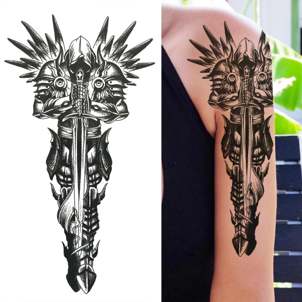 Sdrawing Tiger Diamond Temporary Tattoos For Women Men Cross Lion Skull Tattoo Sticker Black Wolf Fake Forest Animal Tatoo Forearm