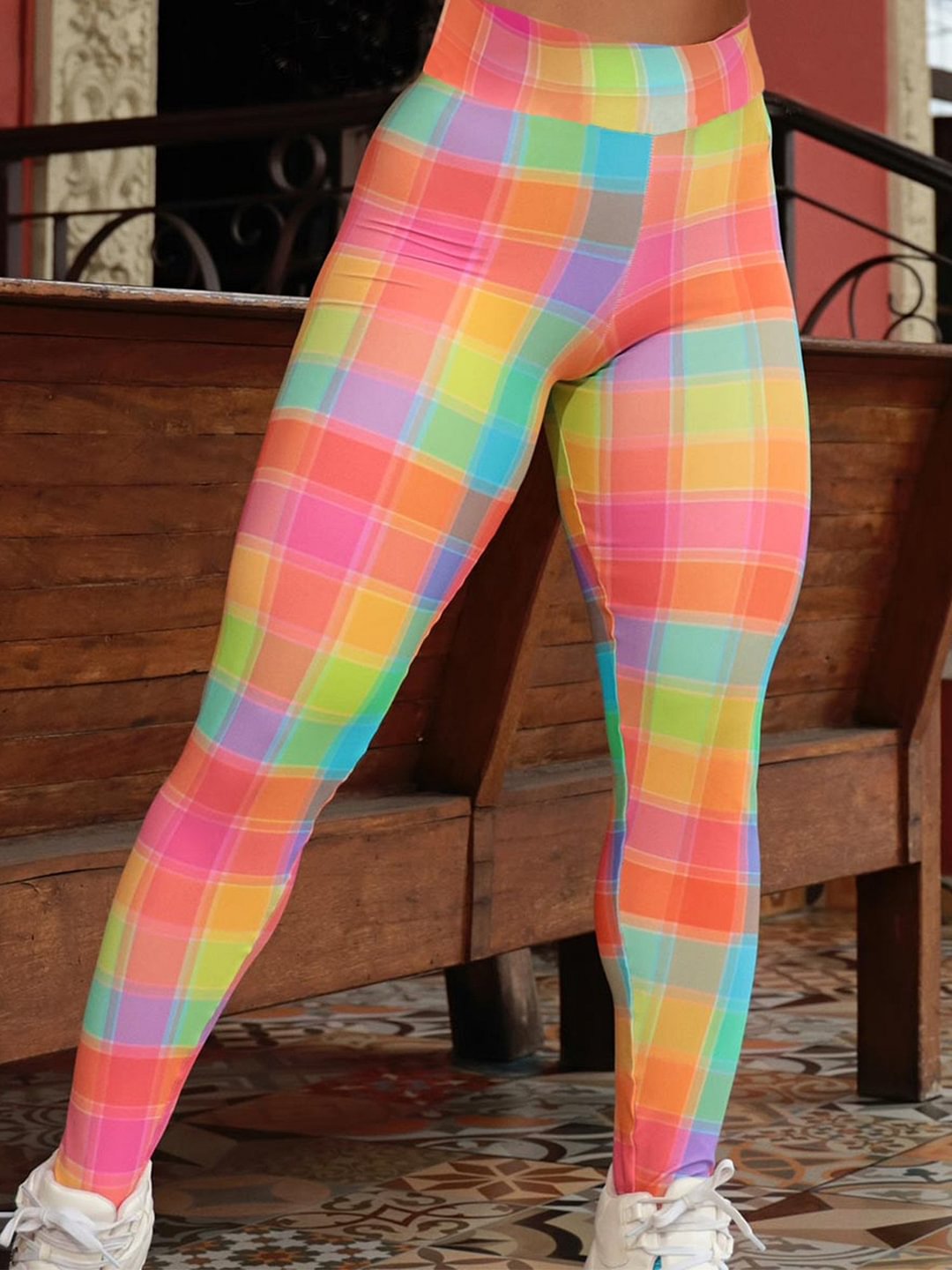 Colorful Plaid Print Leggings