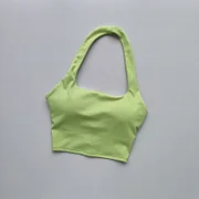 Bayuyun Summer New Sexy Hanging Neck with Chest Pads, Beautiful Back Sports Bra, Women's Light Luxury Fashion, Unique Pleated Sports Bra