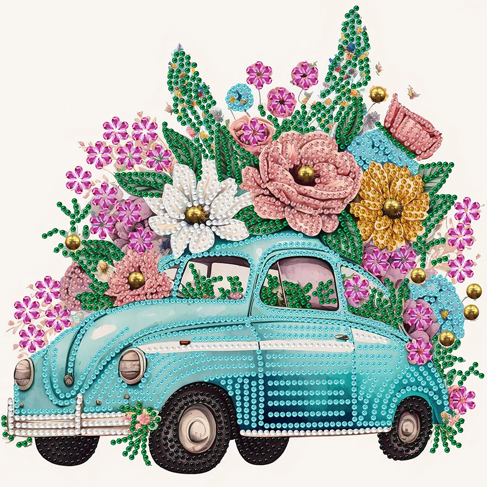 Diamond Painting - Partial Special Shaped Drill - Flower Car(Canvas|30*30cm)