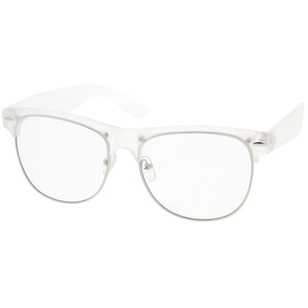Classic Horn Rimmed Clear Lens Half Frame Glasses 56mm