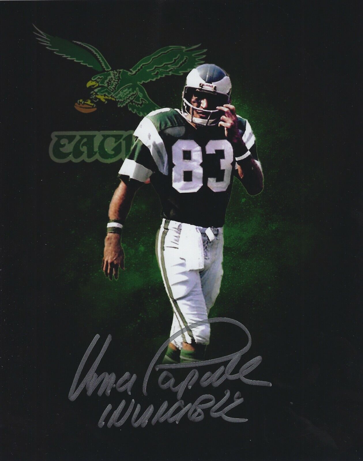 Autographed VINCE PAPALE Philadelphia Eagles 8x10 Photo Poster painting w/COA