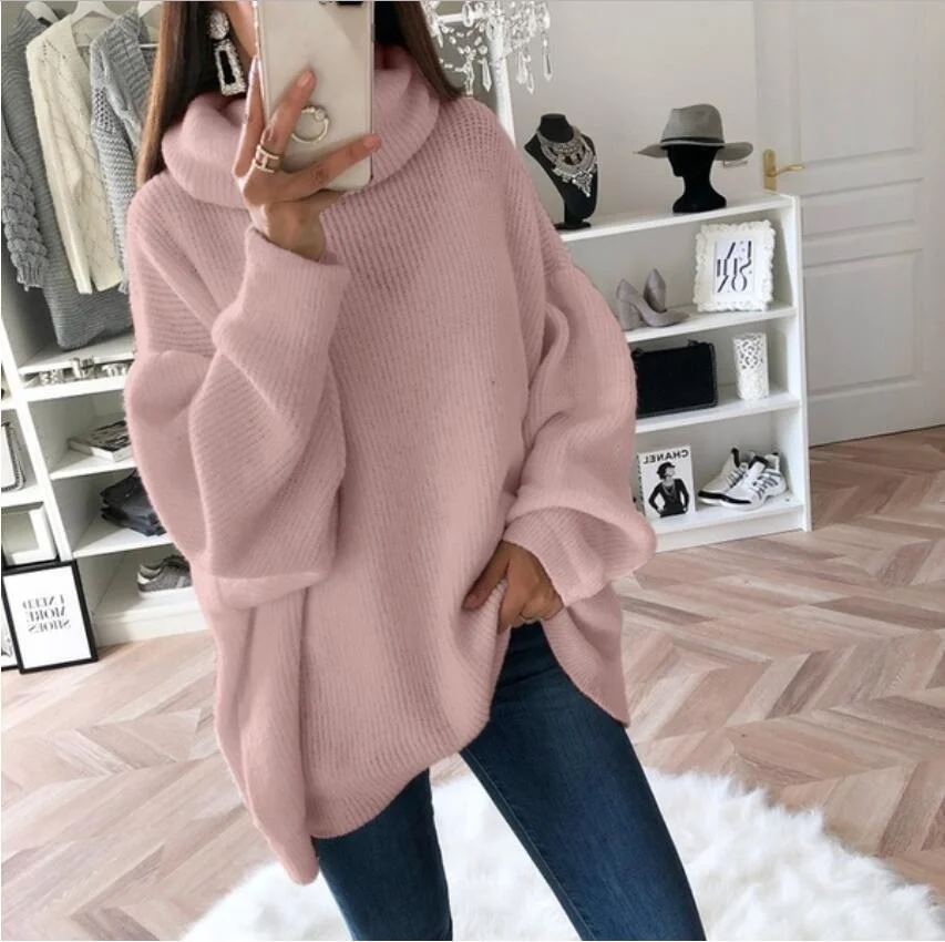 Wongn Wongn And Winter Hot Style Fashion Women's Casual Knit Sweater Loose Solid Color Turtleneck Sweater Women's Clothing