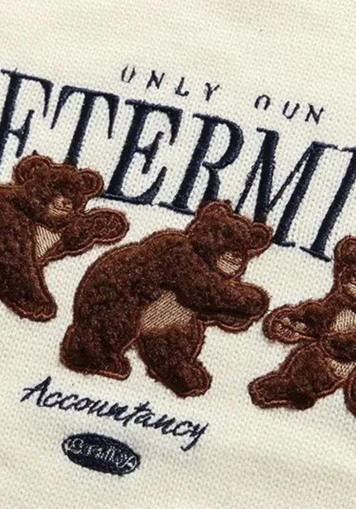 Brownm Teddy Embroidered Knitted Sweater