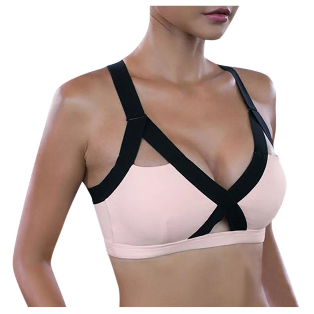 SVOKOR 2XL Sexy Bra Women Sport Deep V-Neck Summer Gym Lingerie feminina Fitness Active Bras Running Cross Back Underwear