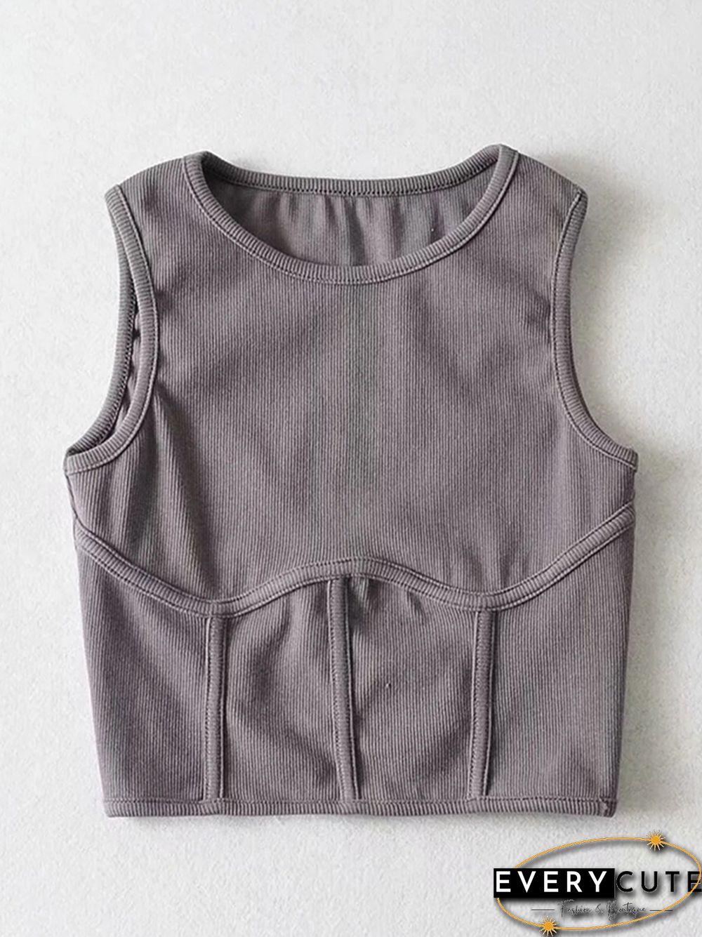 Summer Womens Streetwear Corset Crop Top Elastic Cotton Sleeveless O-Neck Solid Sexy Tank