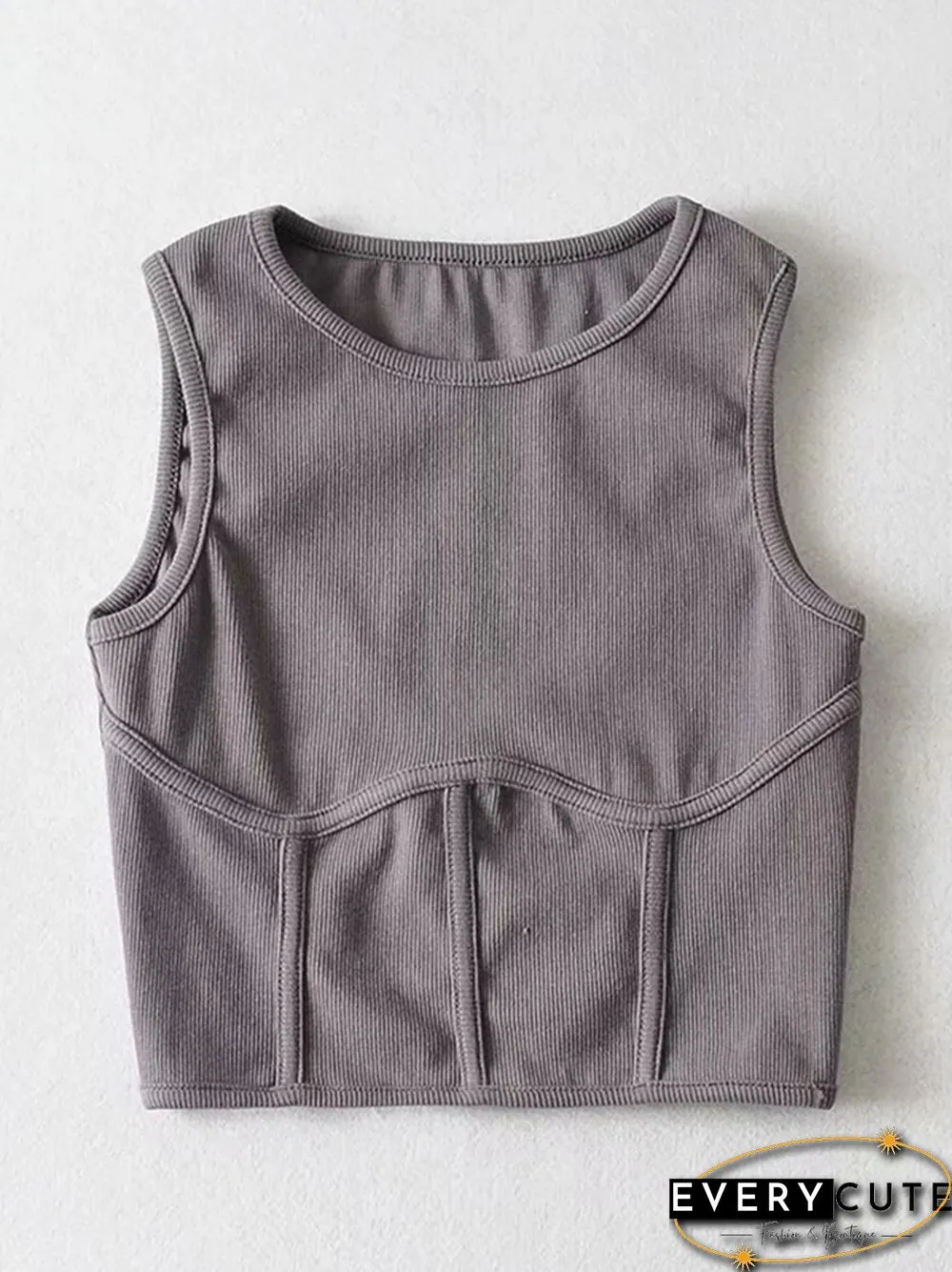 Summer Womens Streetwear Corset Crop Top Elastic Cotton Sleeveless O-Neck Solid Sexy Tank