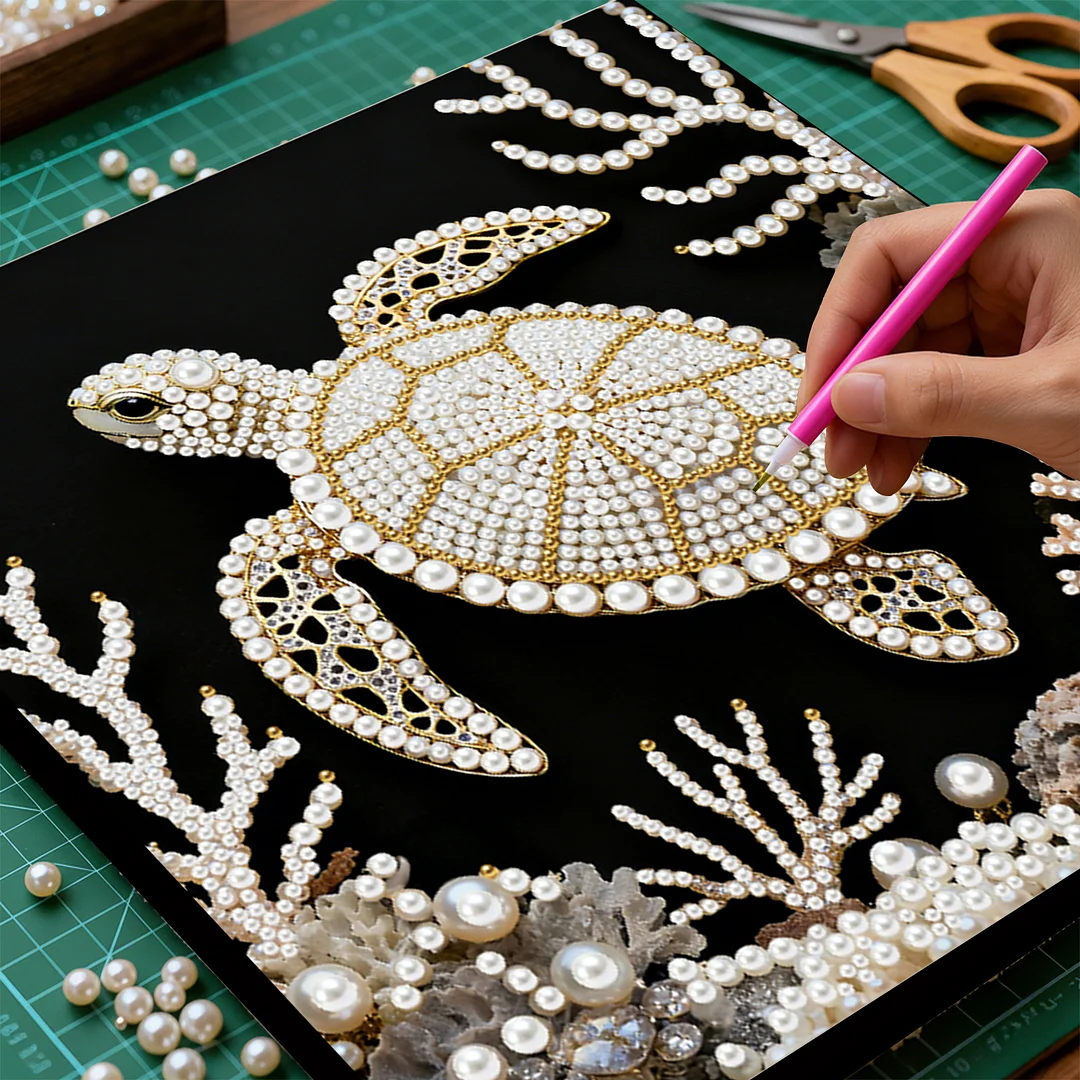 Turtle DIY Pearl Art Diamond Painting Kit for Adults Home Decor 25x25cm With Frame