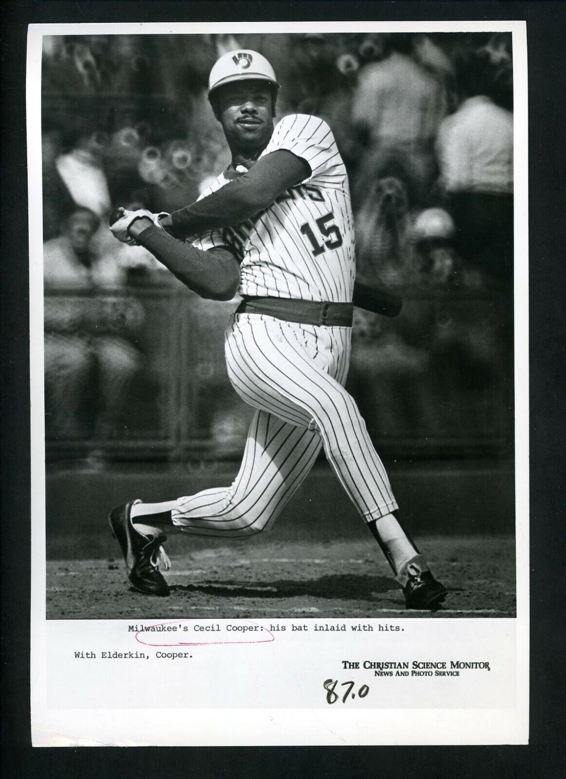 Cecil Cooper Christian Science Monitor 1982 Press Photo Poster painting Milwaukee Brewers