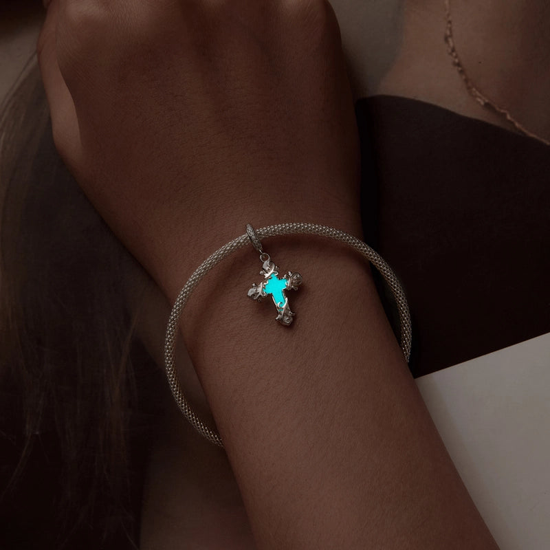 1 Piece 28*15mm 925 Sterling Silver Zircon Cross Pendant Beads Jewelry Accessories