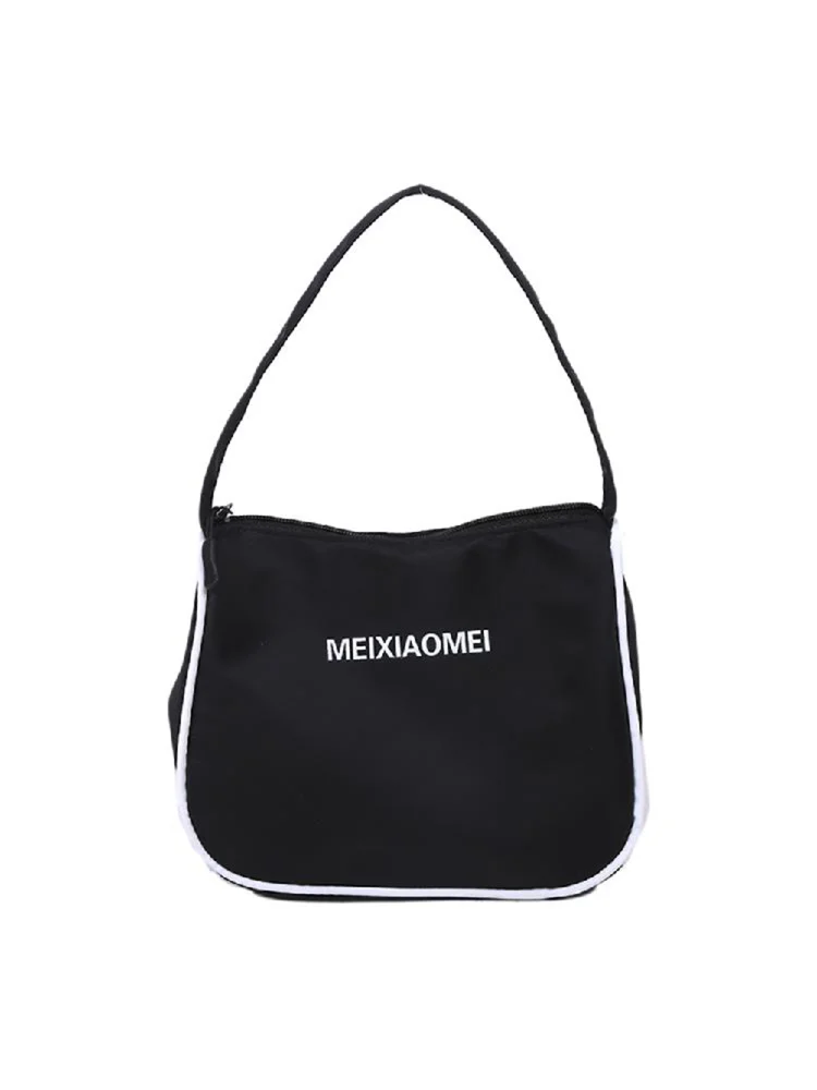 Women Retro Nylon Handbag Casual Clutch Ladies Small Shoulder Bag (Black)