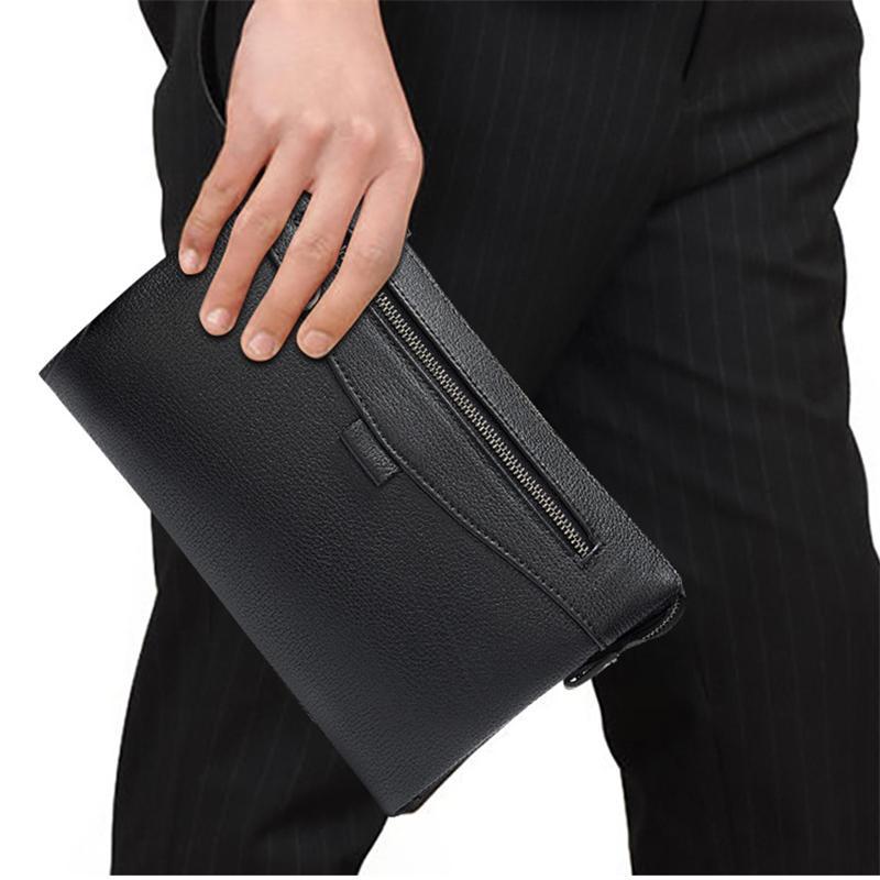 Business Soft Plain Durable Zipper Clutch Bags For Men