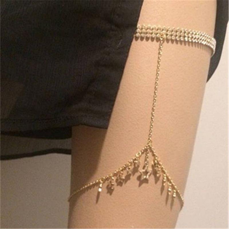 Women alloy star gold leg chain