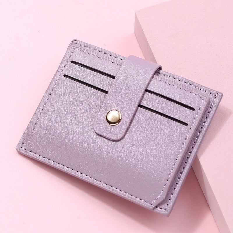 Women’s Solid Color Pu Leather Flip Cover Card Holders