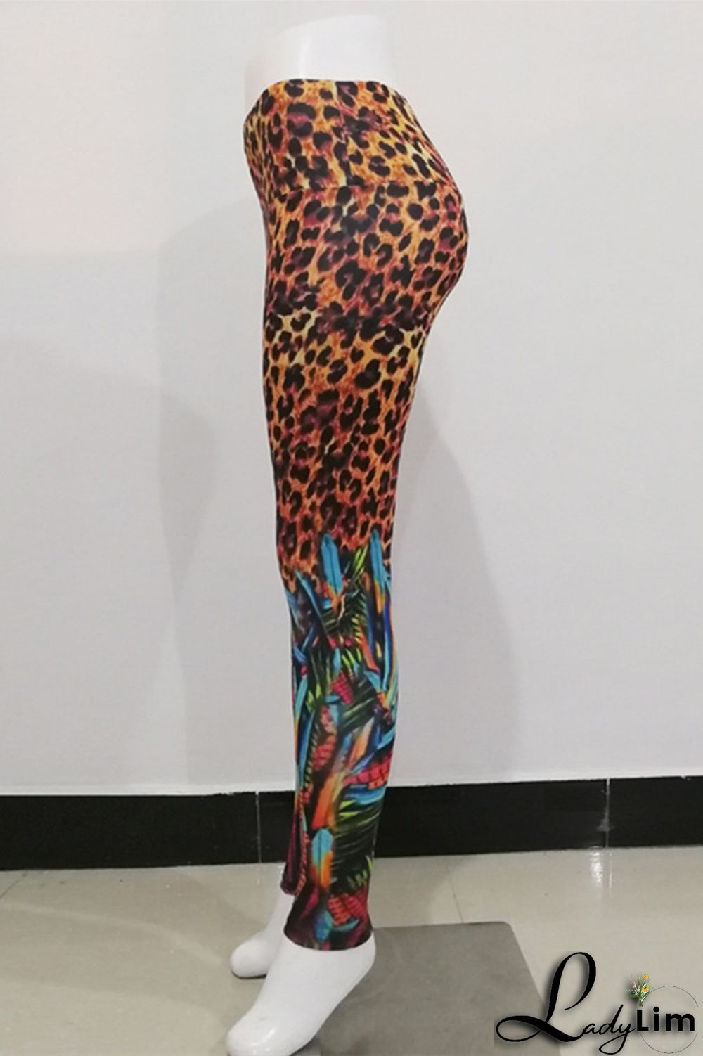 Leopard Print Fashion Casual Sportswear Print Basic Skinny High Waist Pencil Trousers