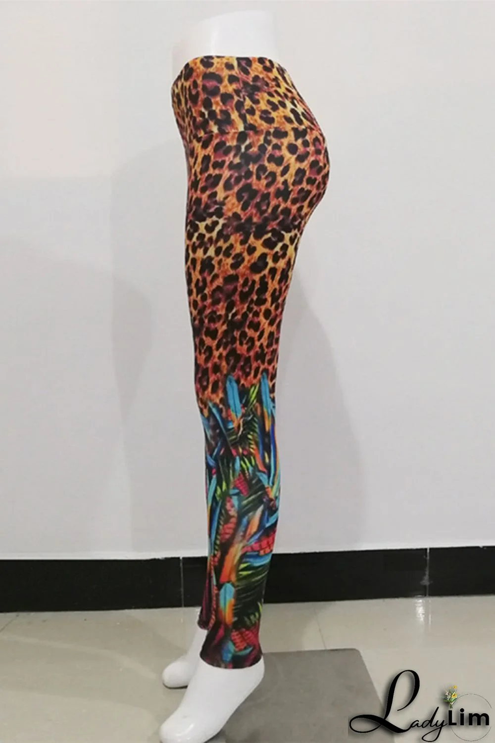 Leopard Print Fashion Casual Sportswear Print Basic Skinny High Waist Pencil Trousers