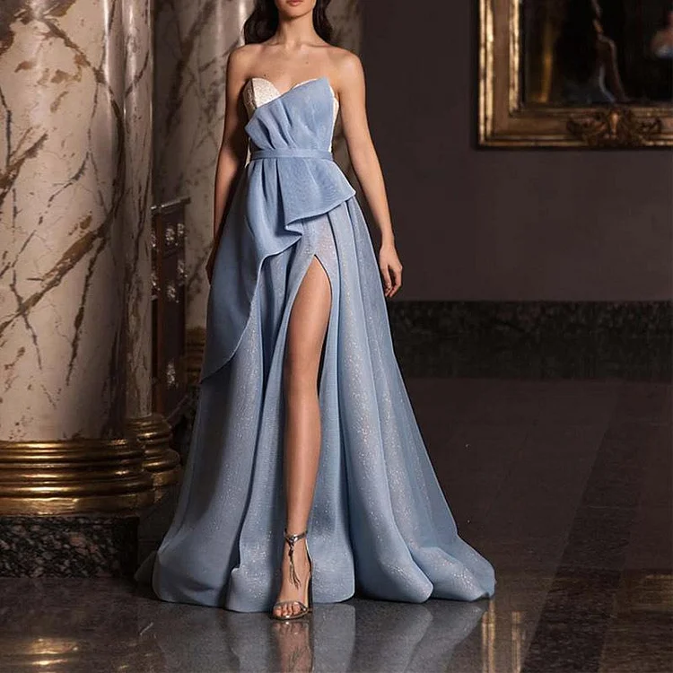 Promsstyle Promsstyle Blue luxury strapless evening dress Prom Dress 2023