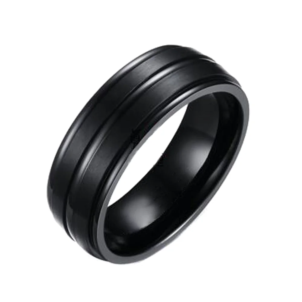 6MM 8MM Tungsten Mens Rings Black Brushed Finished Center Grooved Width Comfort