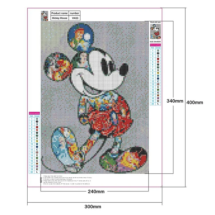 Vervaco Diamond Painting Kit: Disney Mickey Mouse, 40 x 40cm, Multi-Colour