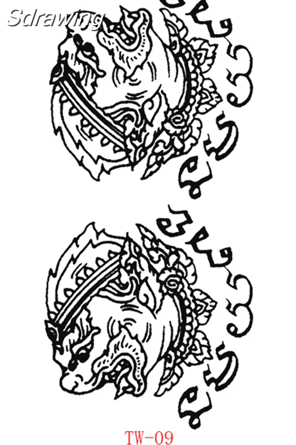 Sdrawing Tattoo Stickers Tiger Thailand Style Men and Women Back Hand and Leg Fake Tattoo