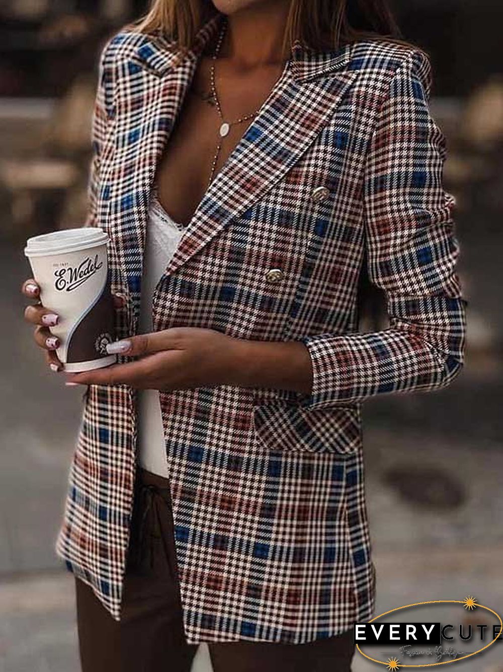 Plaid Casual Blazer