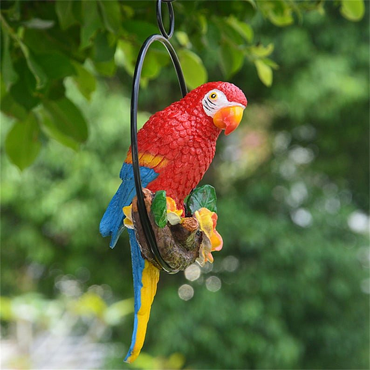 Iron ring parrot pendant garden decoration