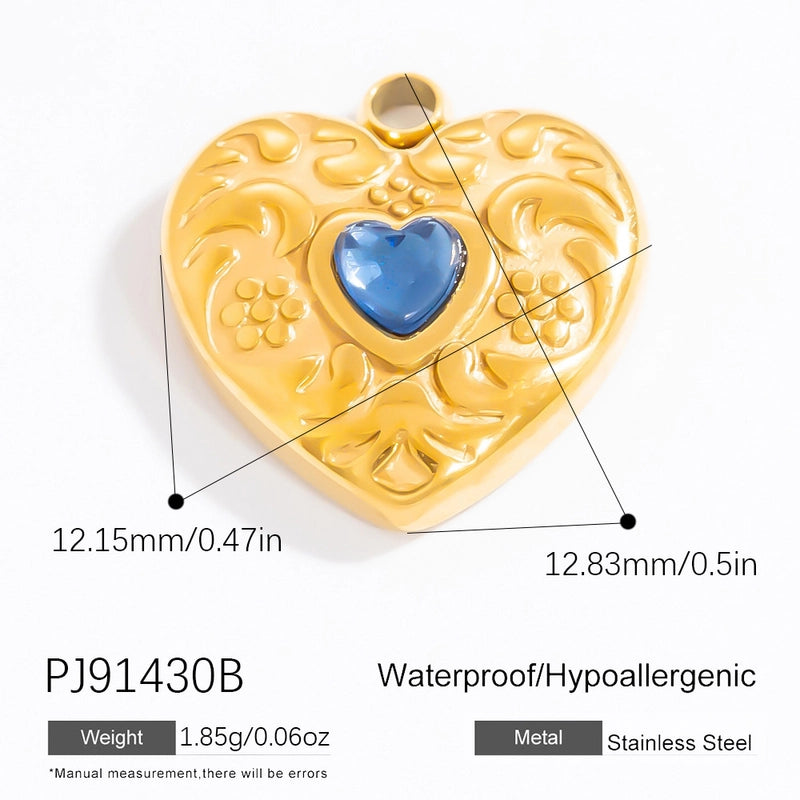 1 Piece 304 Stainless Steel Heart Shape Flower Pendant Jewelry Accessories