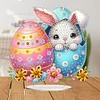(US Only)2D Flat Easter Bunny Egg DIY Double-Sided Diamond Painting Desktop Decorations