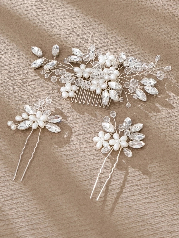Retro Flower Alloy Inlay Rhinestones Hairpin