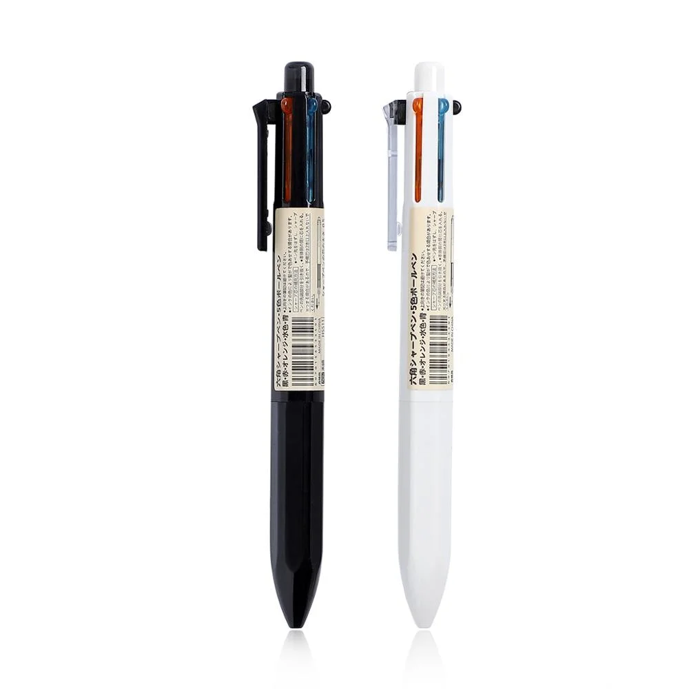 JIANWU 1pc Simplicity 5+1 colors refill Ballpoint pen Mechanical pencil for Writing Multi functional creative business pen