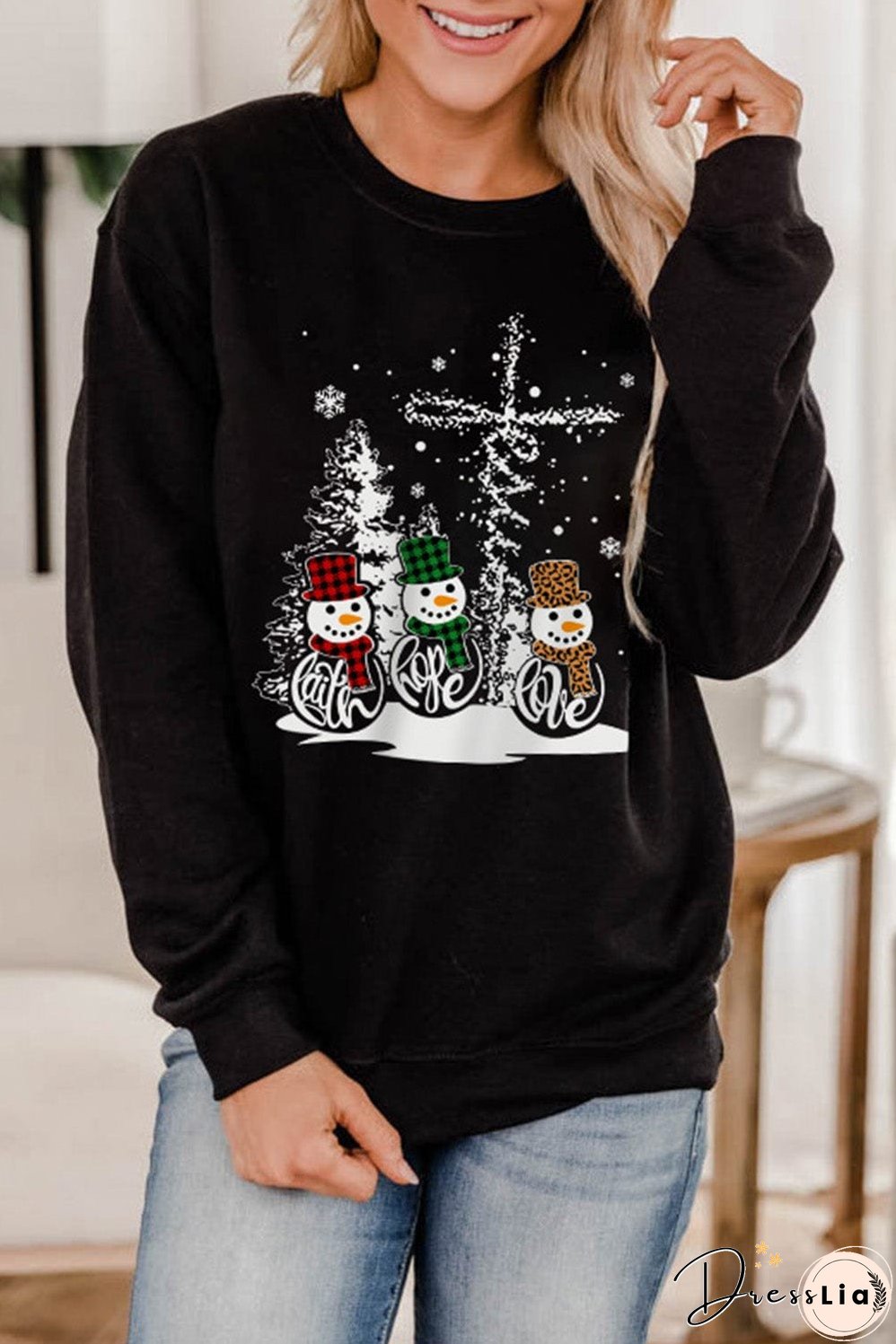 Cozy Black Snowman Christmas Sweater