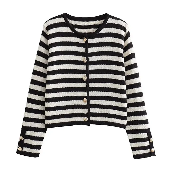 Black Striped Cardigan