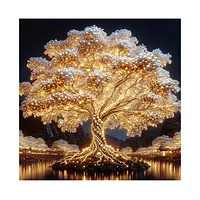 Golden Night Tree - Pearls Painting