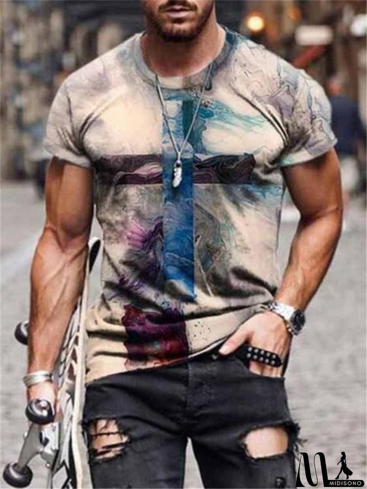 MidiSono - Cross Printing Christian T-shirts for Men