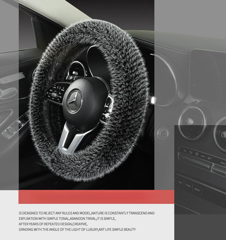 Car steering wheel cover winter plush warm anti-slip protective cover