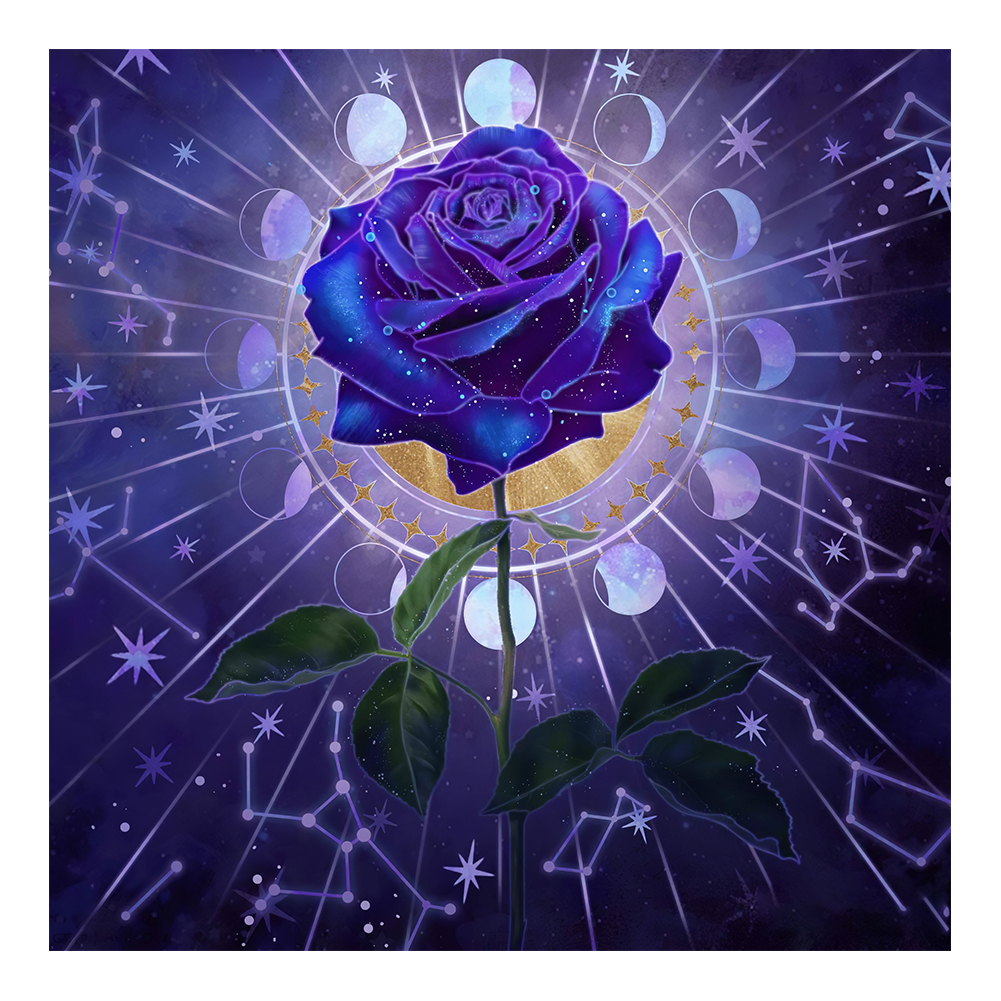 

40*40CM - Round Drill Diamond Painting - Blue Rose, 501 Original