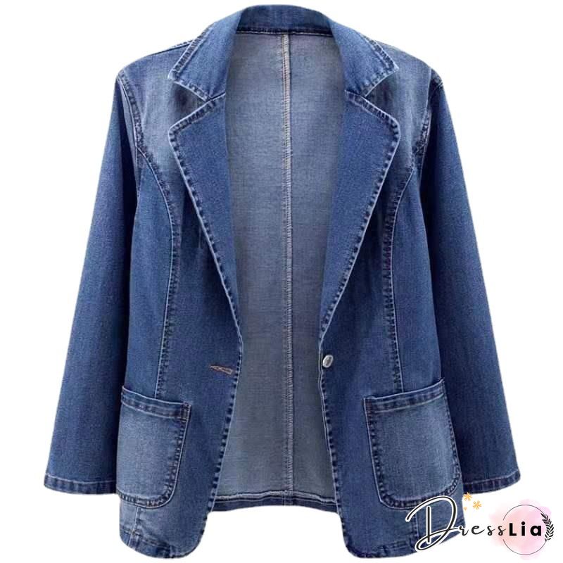 Shawl Collar Plain Denim Denim Jacket