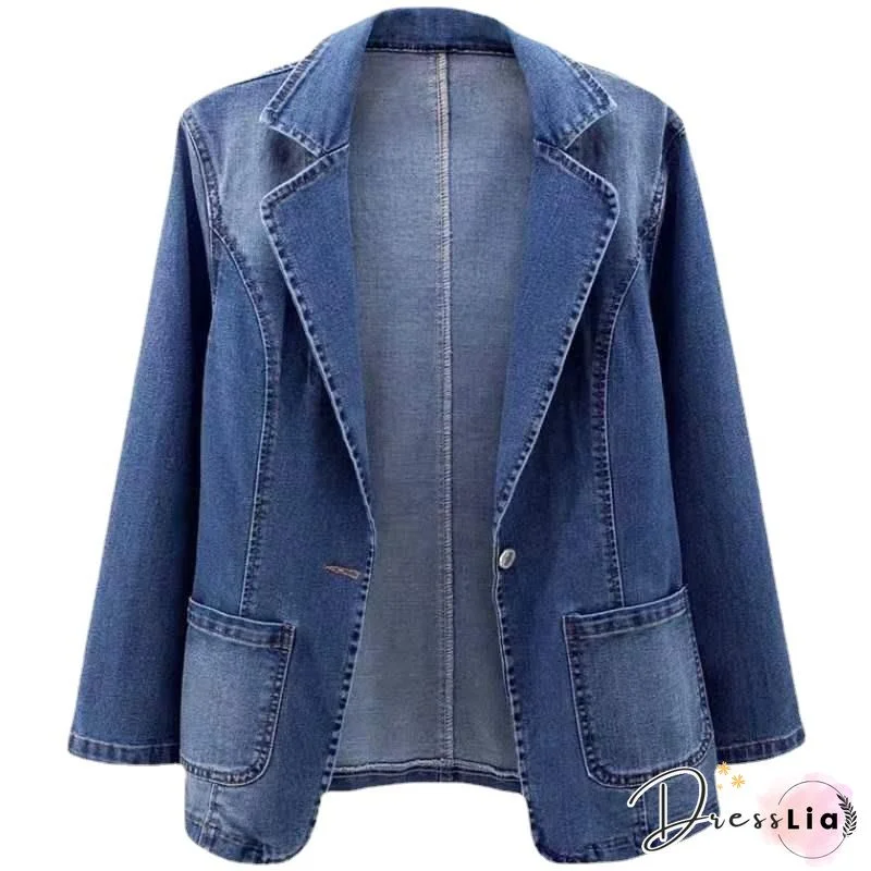 Shawl Collar Plain Denim Denim Jacket
