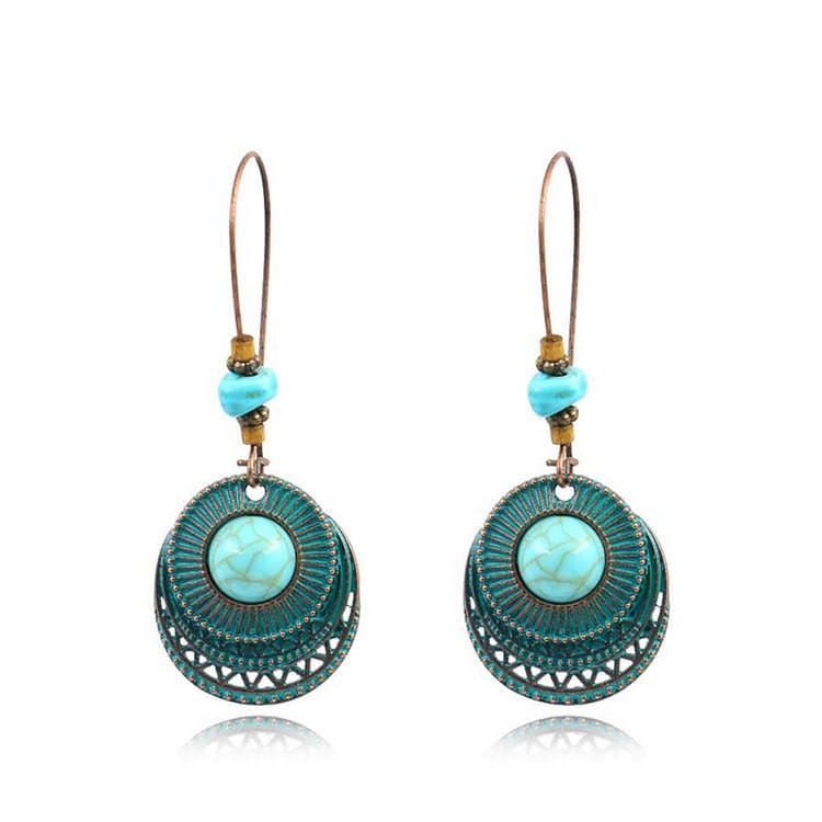 Peacock Blue Oval Turquoise Earrings
