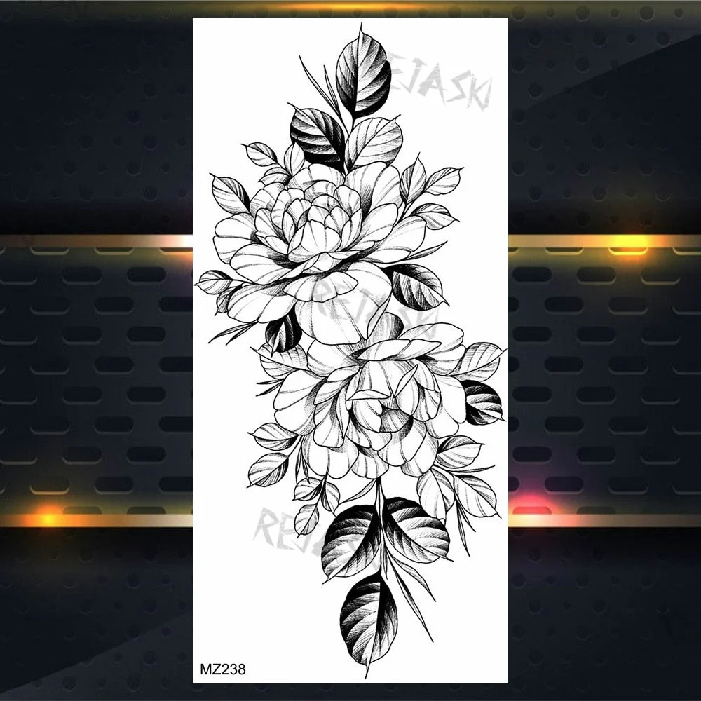 Purple Rose Jewelry Water Transfer Tattoo Stickers Women Body Chest Art Temporary Tattoo Girl Waist Bracelet Flash Tatoos Flower