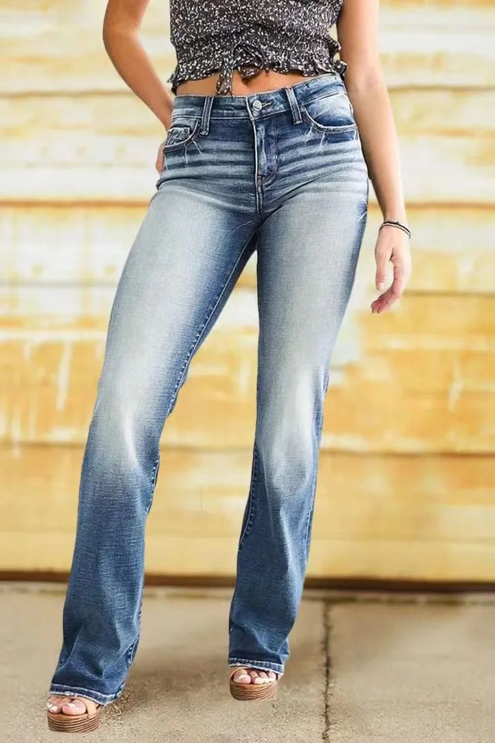 Temperament Micro Flared Mid Waist Jeans