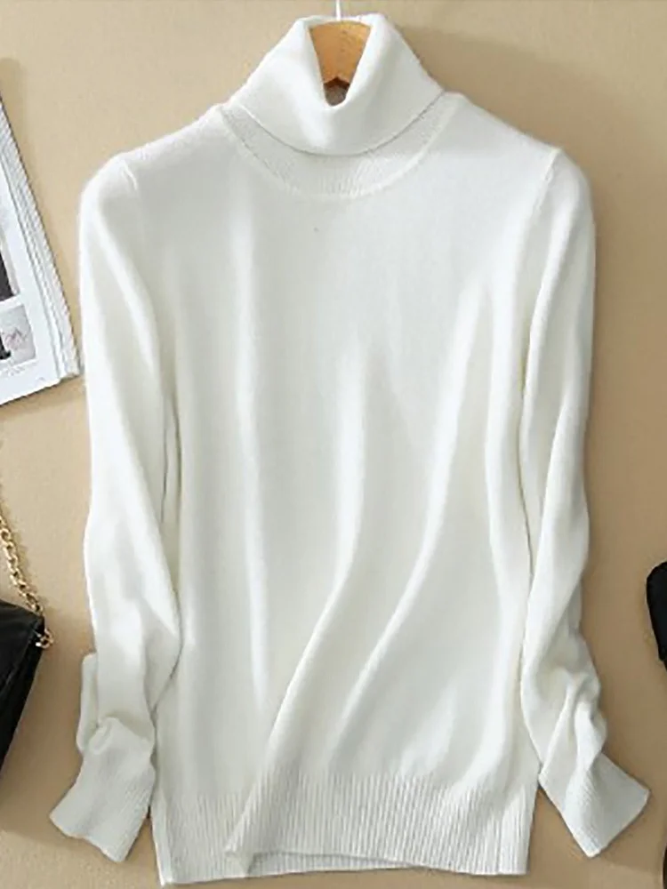 Solid High Neck Long Sleeve Sweater