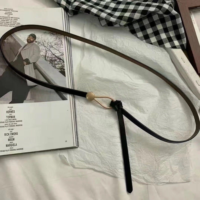 Minimalist Solid Color Pu Leather Alloy Women’s Leather Belts