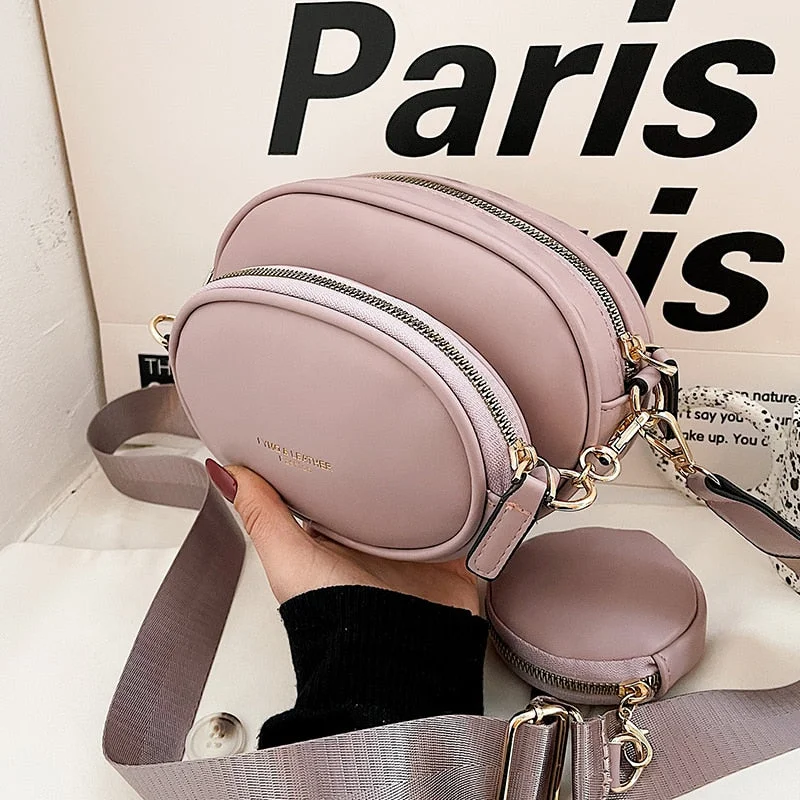 էѧӧܧ three-piece Simple PU Leather Crossbody Bags Women 2021 New Fashion Lady Luxury Shoulder Handbags and Purses