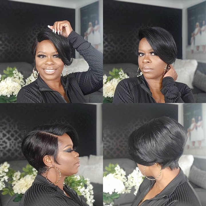 🔥Hot| 🔥Glueless Pixie Cut Bob Wigs 13×6 Lace Front Human Hair Short Wigs With Bangs US Mall Lifes