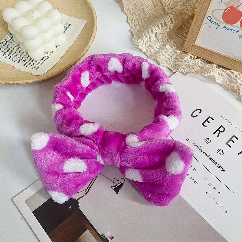 Leopard Stripe Bow Hair Band Women’s Face Washing Sports Hair Band Coral Fleece Hair Accessories