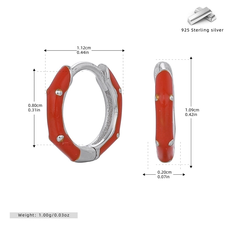 1 Pair 925 Sterling Silver Round Earrings