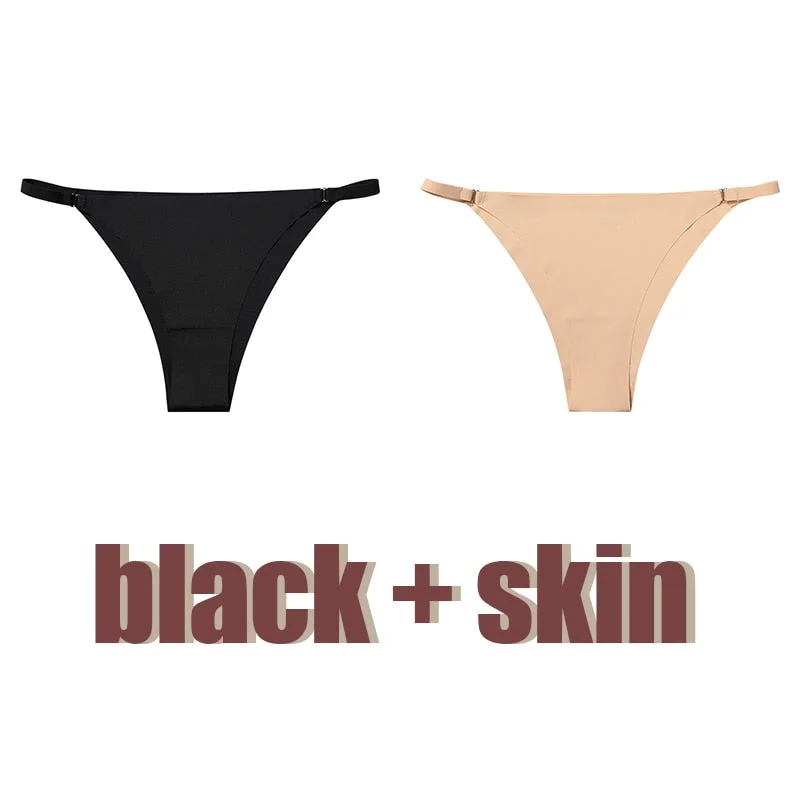 Womens Ice Silk Seamless Briefs Thin Belt Low Waist Panties Sexy Solid Bikini Female Underwear Comfortable Intimate Lingerie
