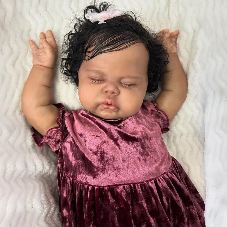 [New] 20" Handmade Lifelike Reborn African American Newborn Baby Sleeping Girl Otages：Realistic Reborn Baby Dolls By Rsgdolls®