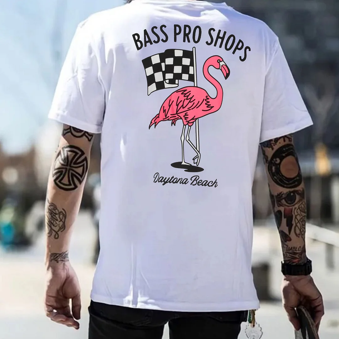 BASS PRO SHOPS Flamingo White Print T-Shirt